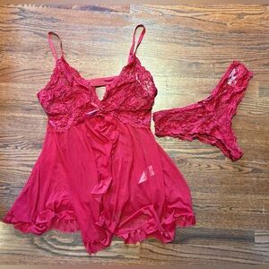Elegant Red Lace Lingerie Set